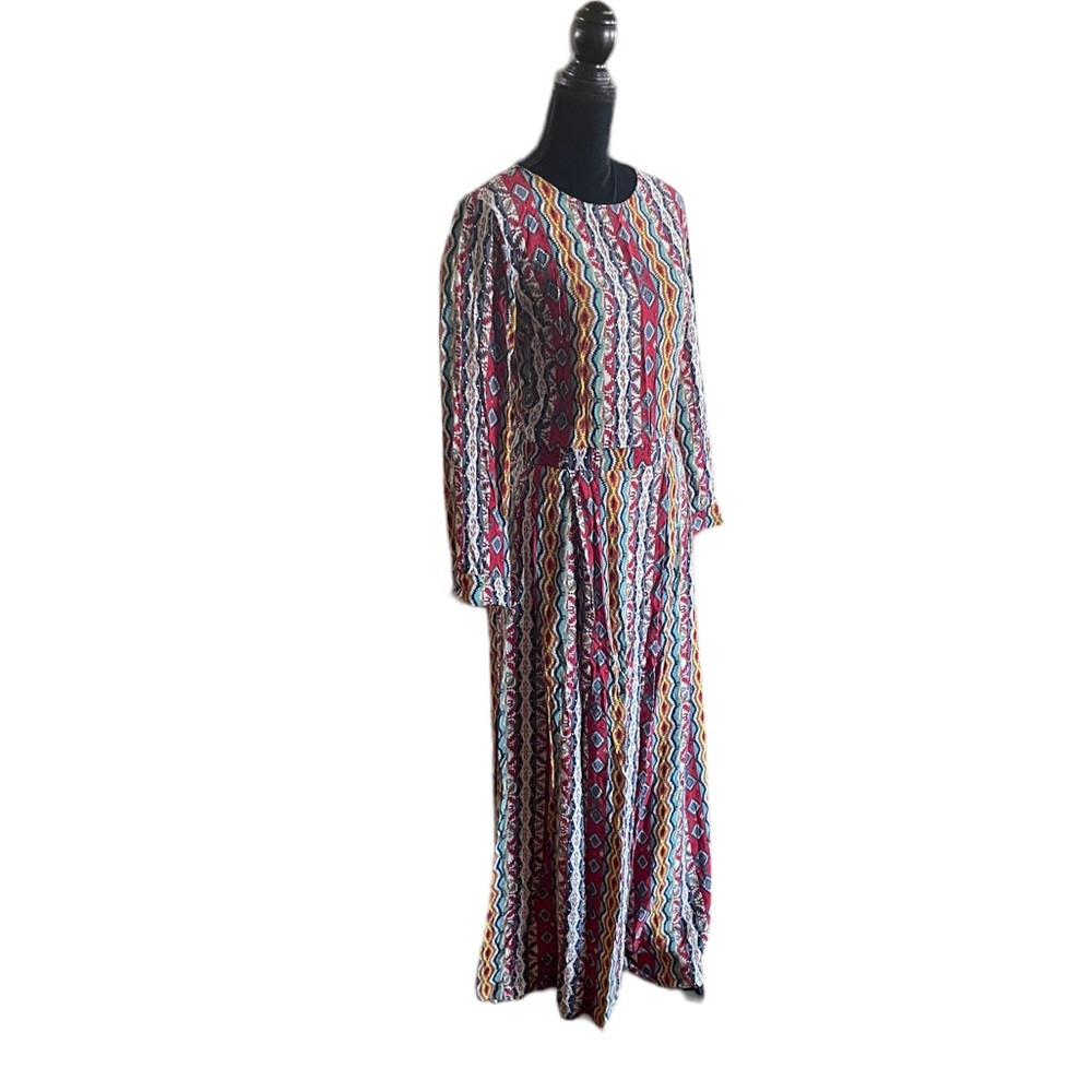 Refka modesty long sleeve wide leg abstract print flowing modest jumpsuit size42